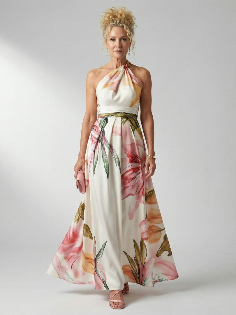 Amiel | Lekka sukienka maxi w kwiaty
