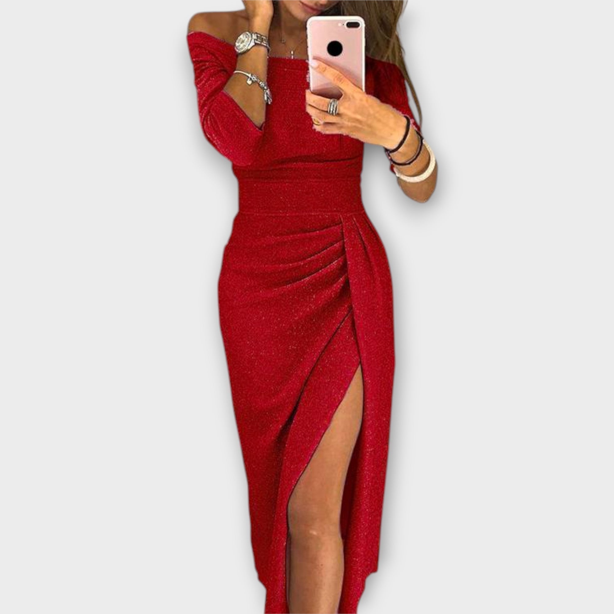 Lena - Elegancka sukienka z odkrytymi ramionami