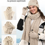 Zimowy elegancki zestaw czapka-szal-rękawiczki