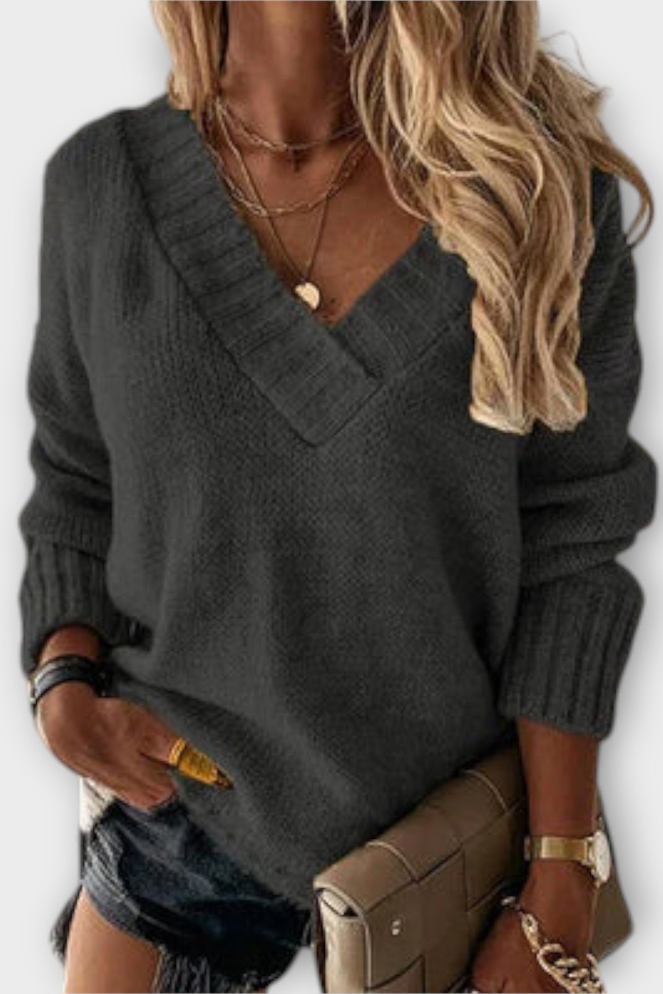 Anette | Sweter z dekoltem w serek
