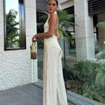 Arielle | Plisowany komplet z topem halter i spodniami