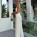 Arielle | Plisowany komplet z topem halter i spodniami