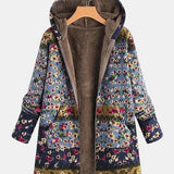 Elena | Bluza z kapturem w stylu boho z motywem kwiatowym z materiału sherpa