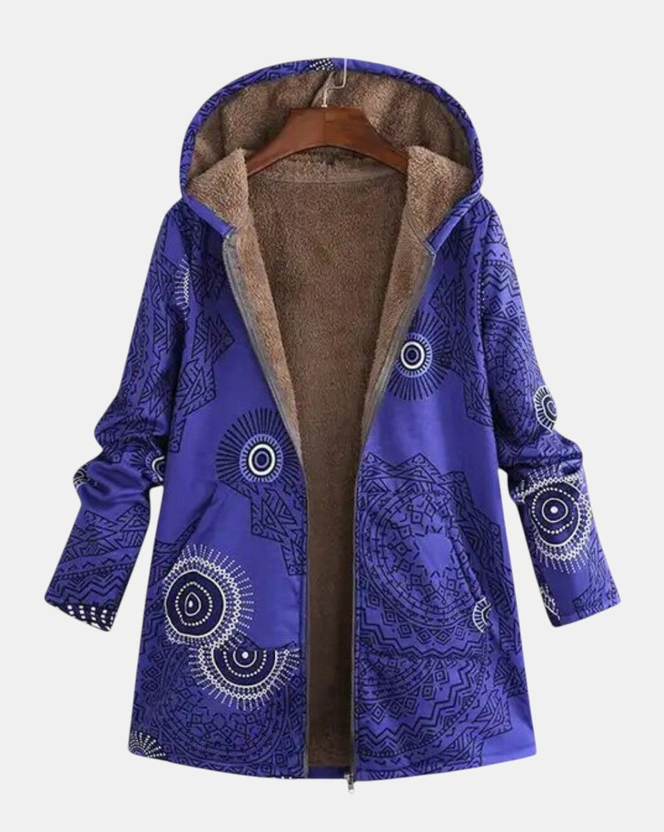 Luna | Bluza z kapturem z polaru w kolorze granatowym z motywem mandali