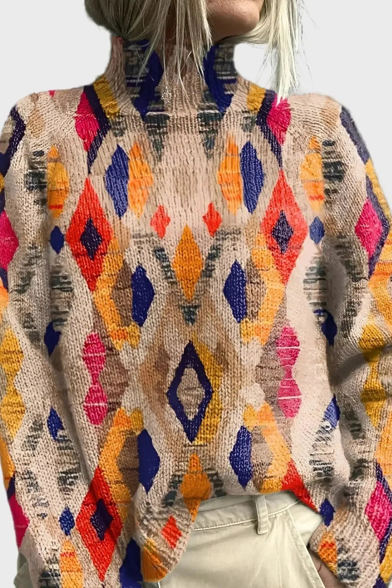 Nanna | Sweter w geometryczne wzory