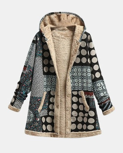 Nova | Jednokolorowa kurtka polarowa w kropki w stylu retro