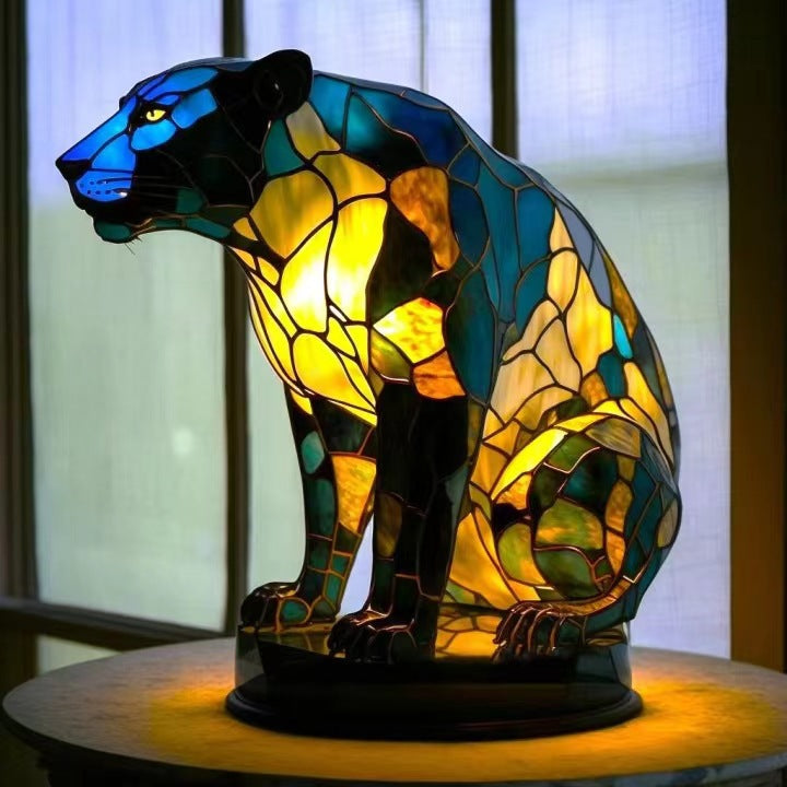 Łatek - Lampa Magisk Panther w witrażu