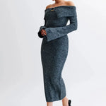 Sukienka midi Off-Shoulder Fluffy Knit