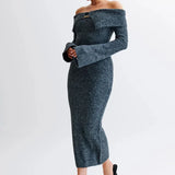 Sukienka midi Off-Shoulder Fluffy Knit