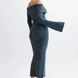 Sukienka midi Off-Shoulder Fluffy Knit