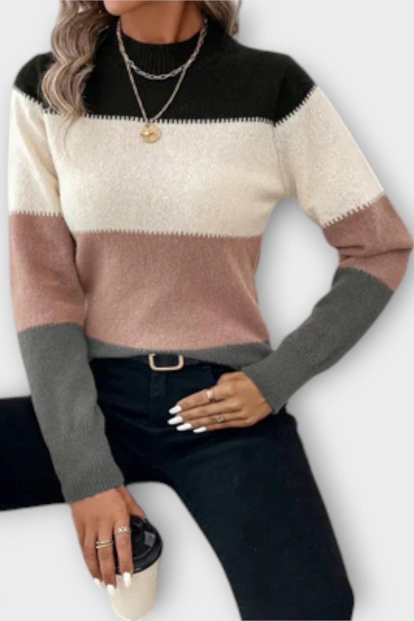 Vibeke | Sweter w paski z dzianiny