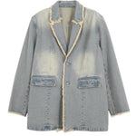 Hannah | Oversize Żakiet w Stylu Vintage z Surowymi Krawędziami