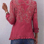 Camila | Kurtka z falbanami z nadrukiem paisley w stylu vintage