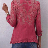 Camila | Kurtka z falbanami z nadrukiem paisley w stylu vintage