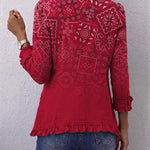 Riley | Kurtka boho z falbanami, wzór paisley ombre