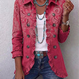 Camila | Kurtka z falbanami z nadrukiem paisley w stylu vintage