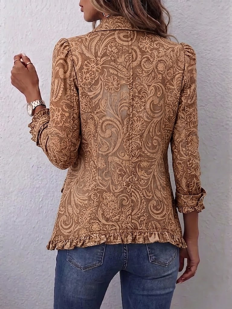 Madison | Kurtka vintage boho z falbanami i kwiatowym nadrukiem