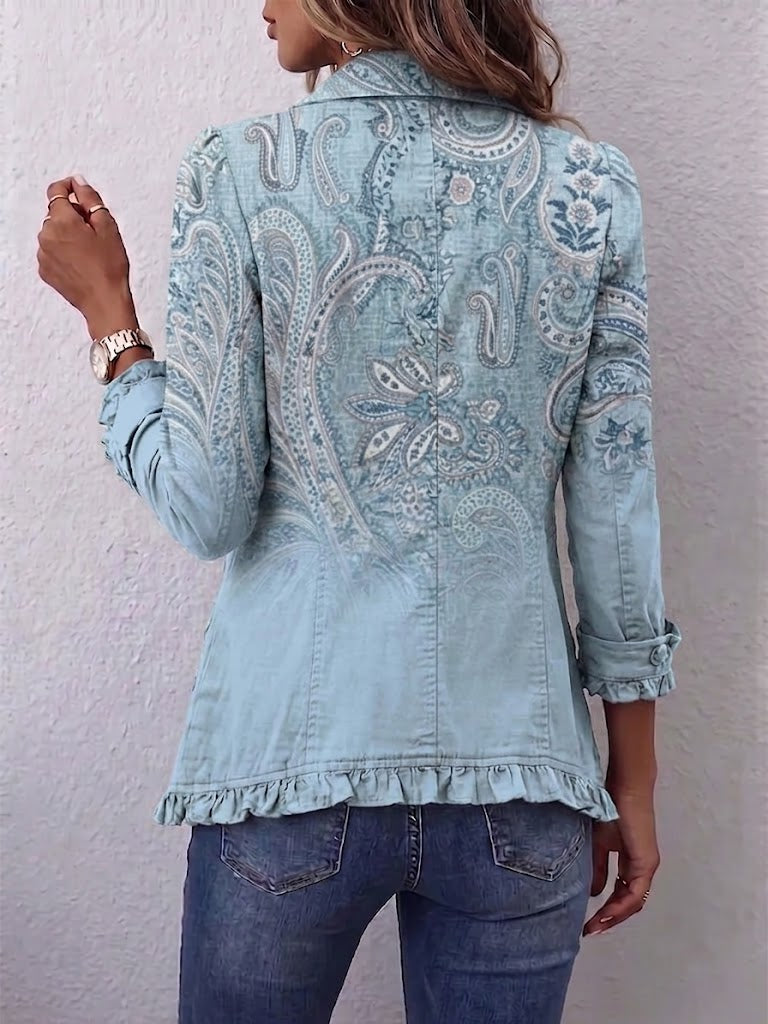 Isabella | Kurtka vintage z falbanami we wzór paisley