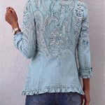 Isabella | Kurtka vintage z falbanami we wzór paisley