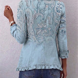 Isabella | Kurtka vintage z falbanami we wzór paisley
