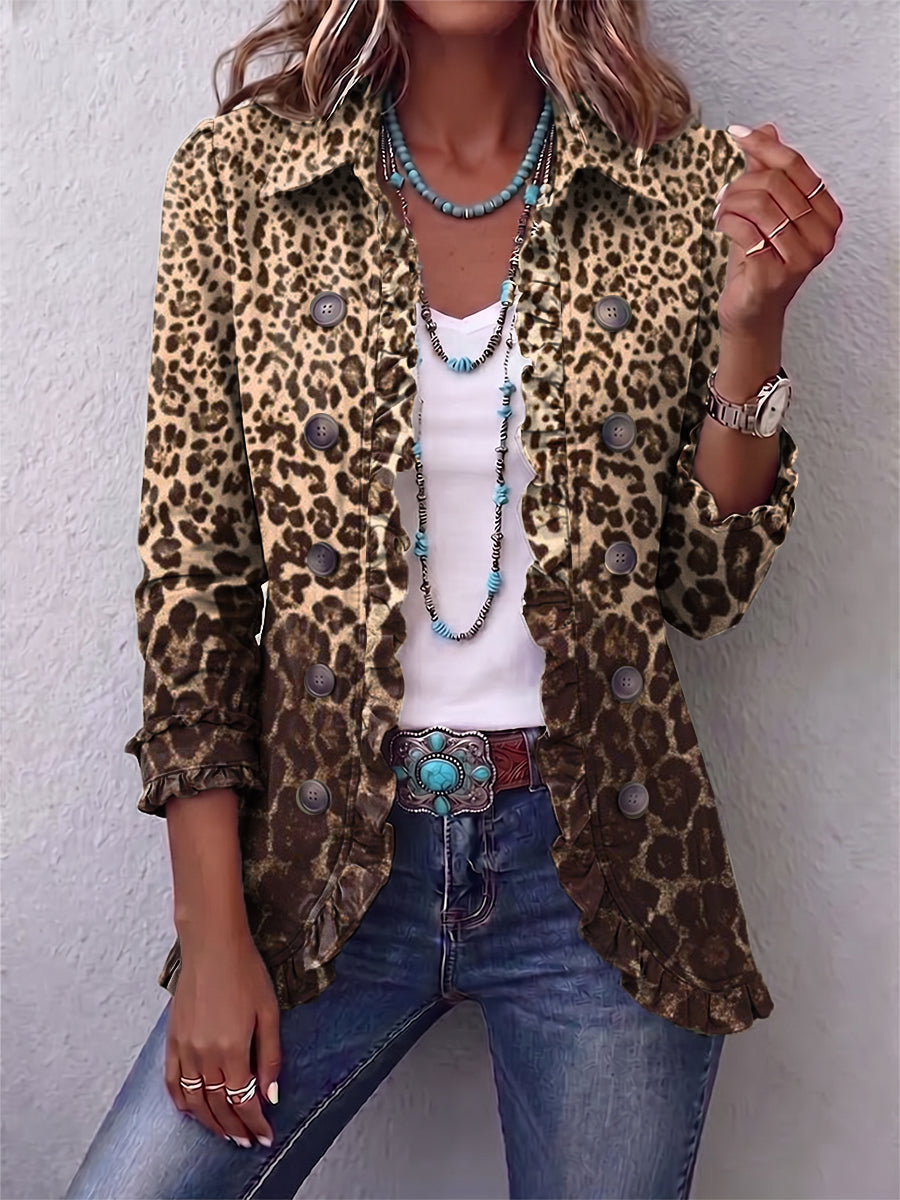 Abigail | Kurtka z falbanami w leopardzie