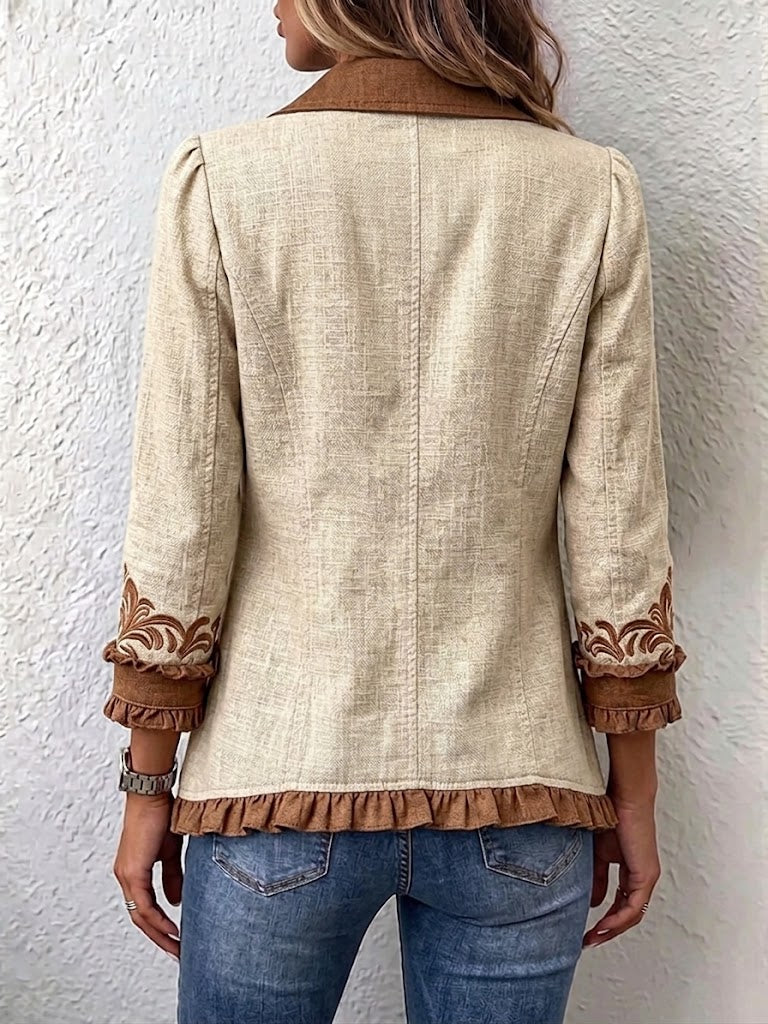 Scarlett | Vintage Bohemian Kwiatowa Kurtka z Falbankami